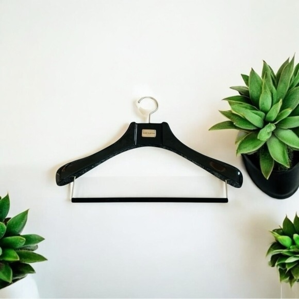 Luxury Suit Hanger Black Polished Wood Silver Plate ENZO Custom Clothes Hanger